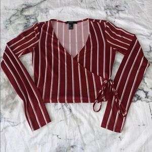 F21 red and white tie top